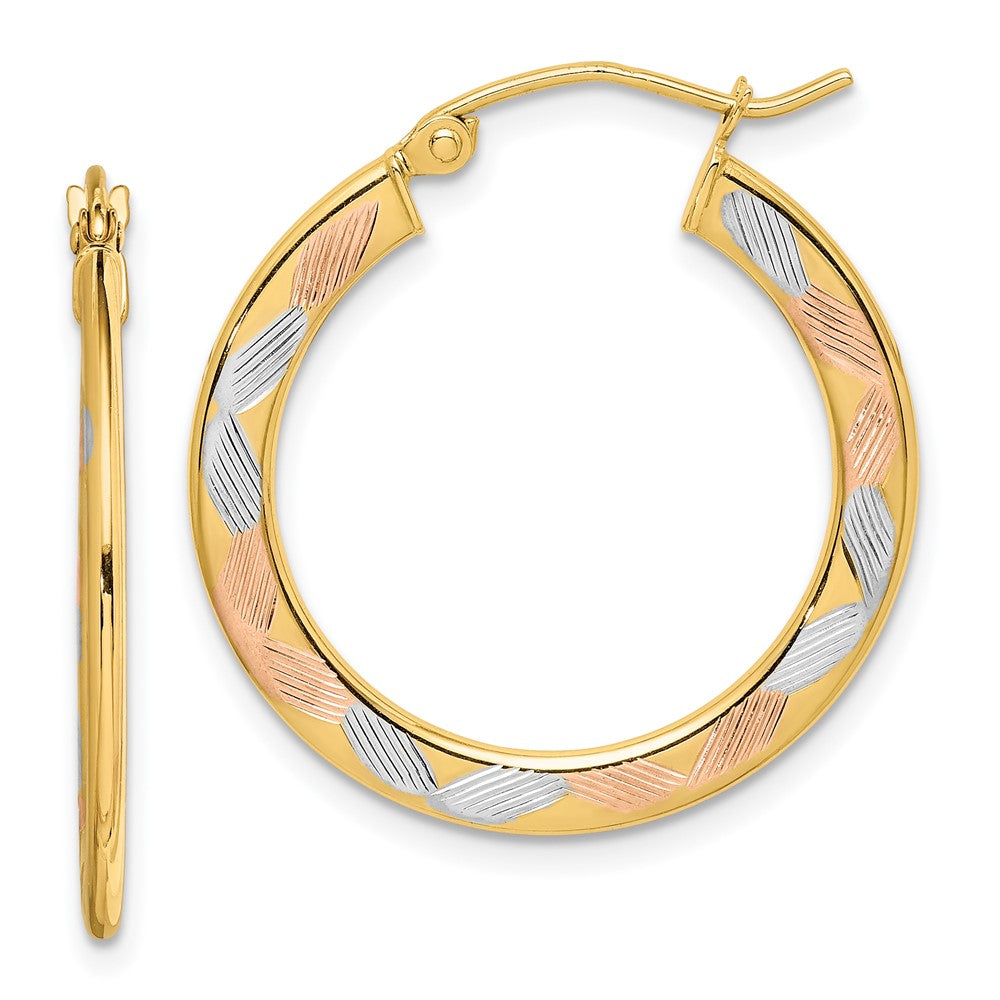14K Gelb & Rhodium mit Weiß und Rose Diamantiert Creolen