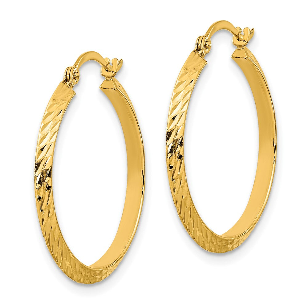 14K Gelbgold Poliert Diamantiert Creolen