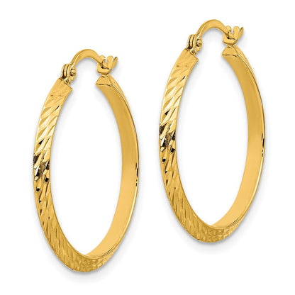 14K Gelbgold Poliert Diamantiert Creolen