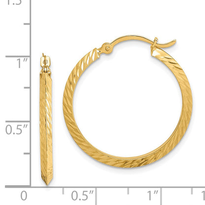 14K Gelbgold Poliert Diamantiert Creolen