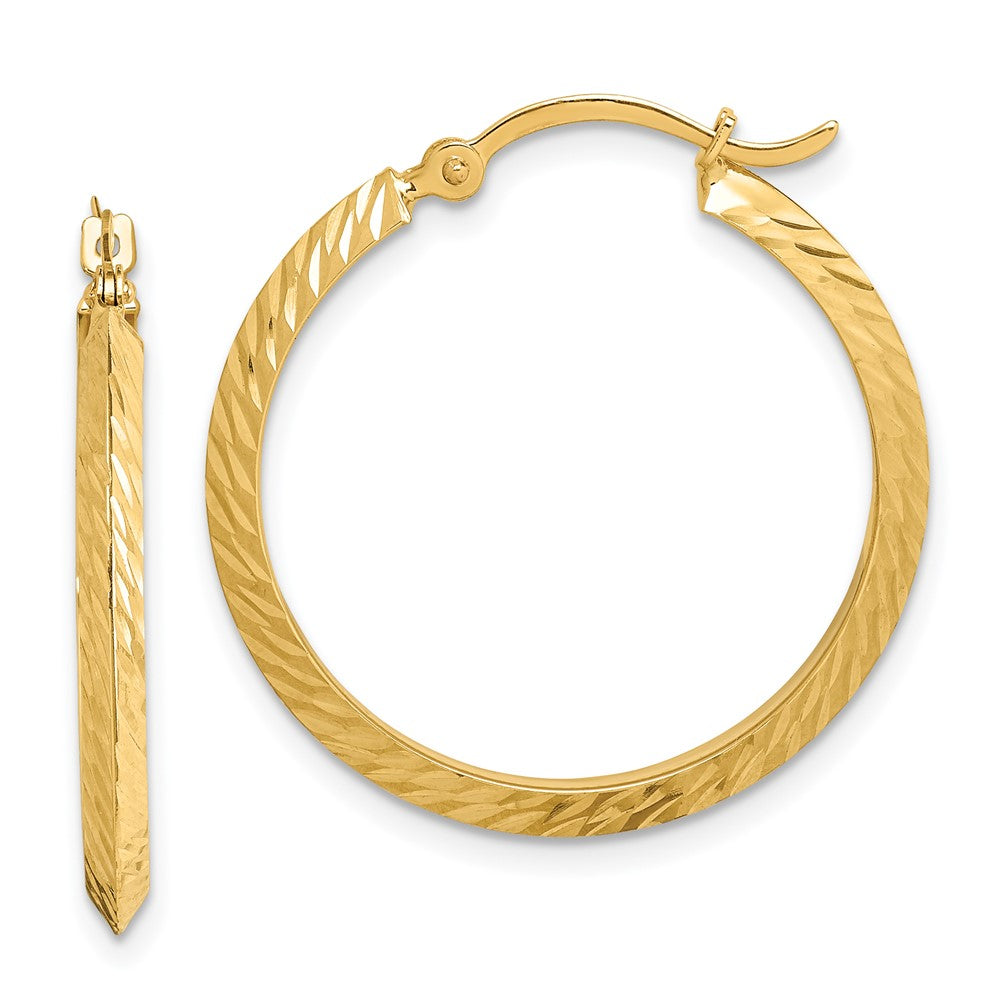 14K Gelbgold Poliert Diamantiert Creolen