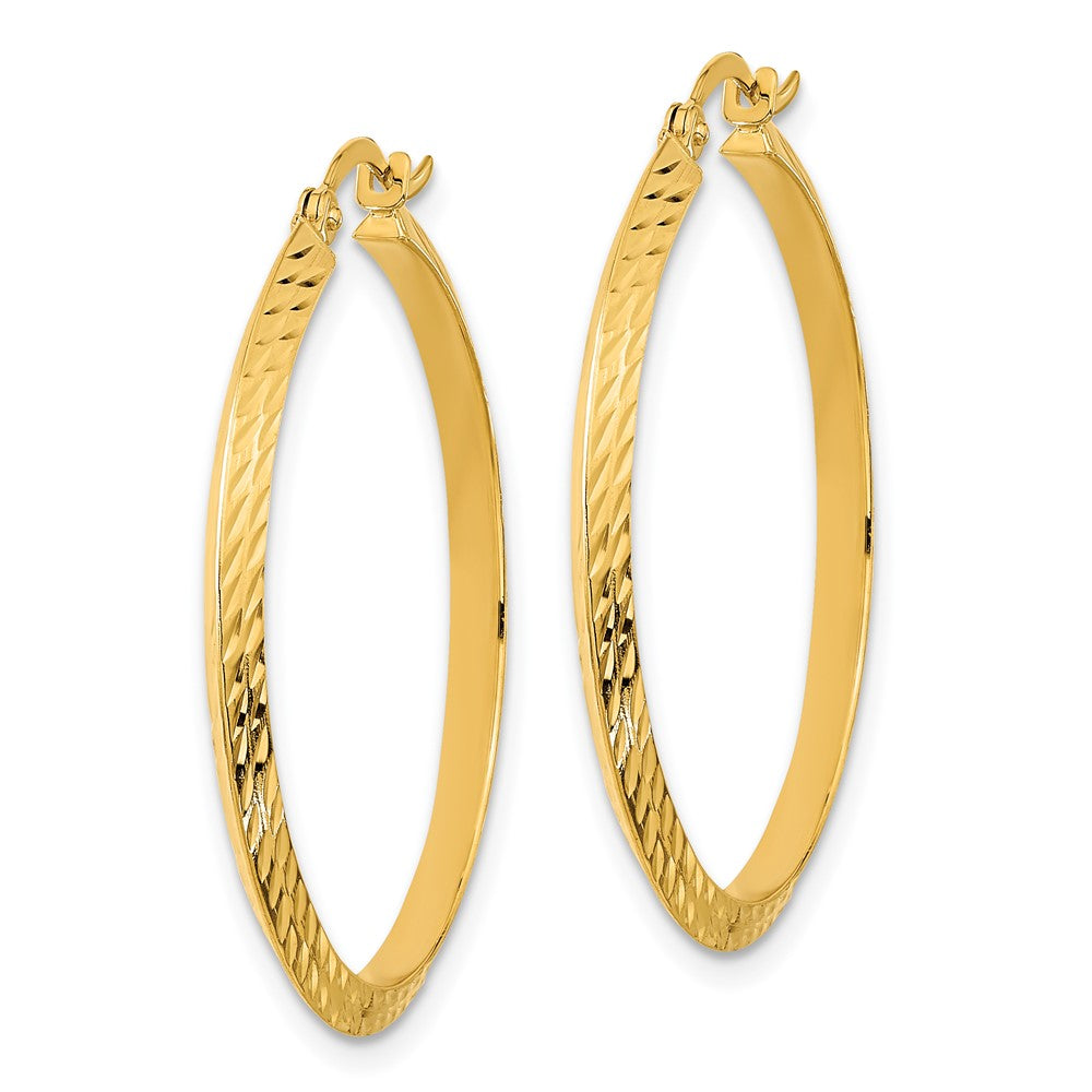 14K Gelbgold Poliert Diamantiert Creolen