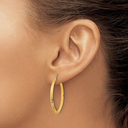 14K Gelbgold Poliert Diamantiert Creolen