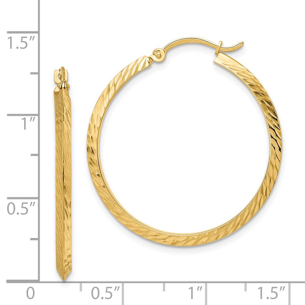 14K Gelbgold Poliert Diamantiert Creolen