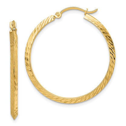 14K Gelbgold Poliert Diamantiert Creolen
