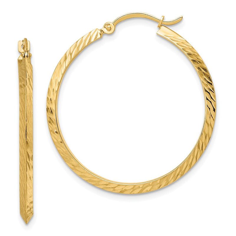 14K Gelbgold Poliert Diamantiert Creolen