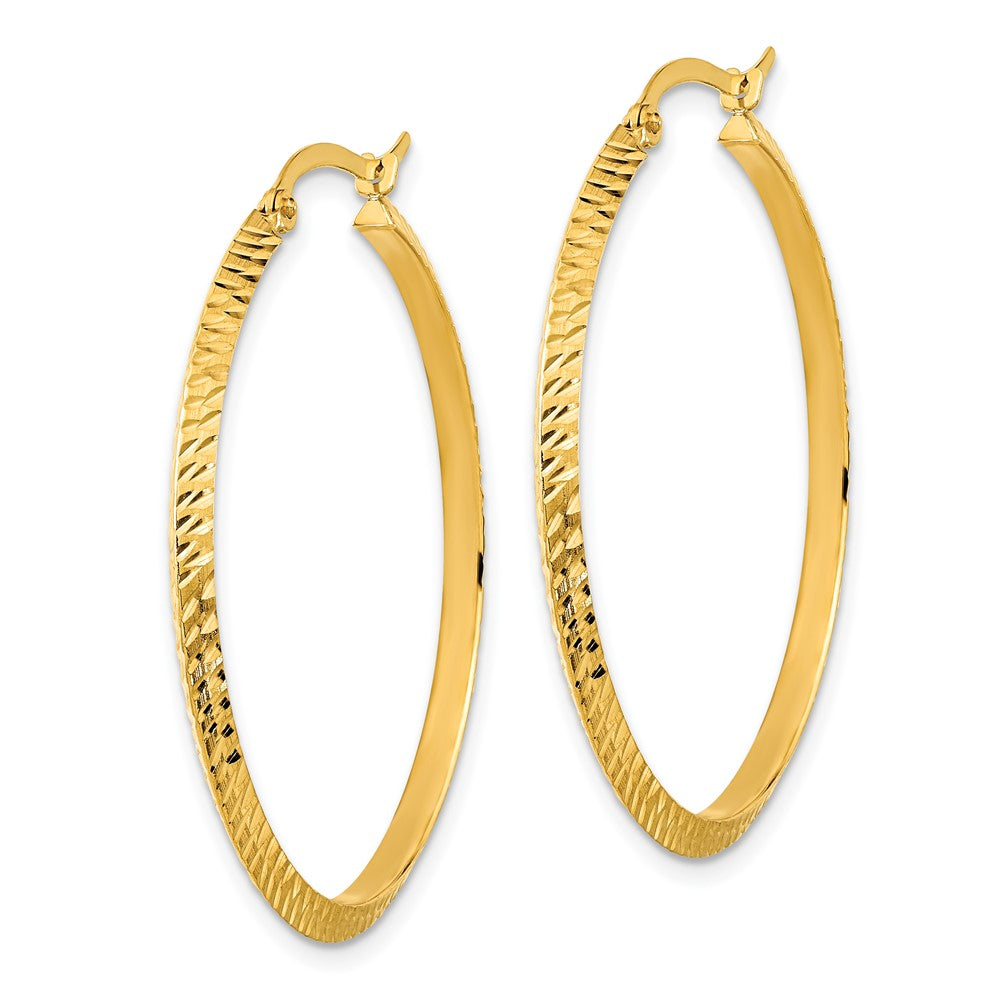 14K Gelbgold Poliert Diamantiert Creolen