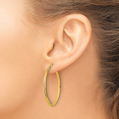 14K Gelbgold Poliert Diamantiert Creolen