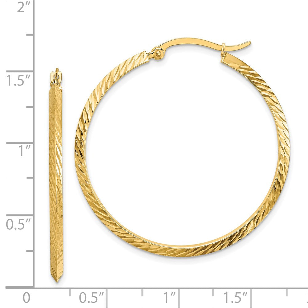 14K Gelbgold Poliert Diamantiert Creolen