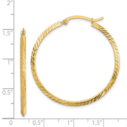 14K Gelbgold Poliert Diamantiert Creolen