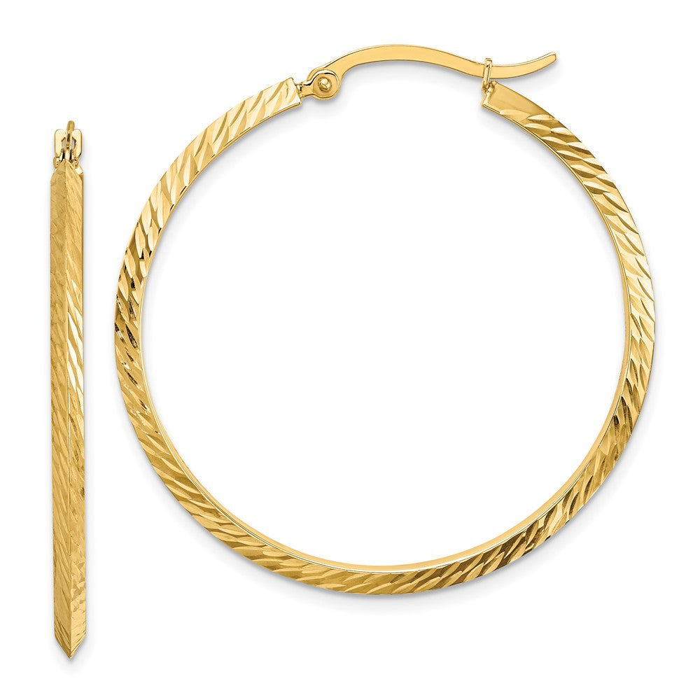 14K Gelbgold Poliert Diamantiert Creolen