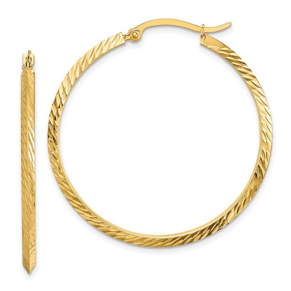 14K Gelbgold Poliert Diamantiert Creolen