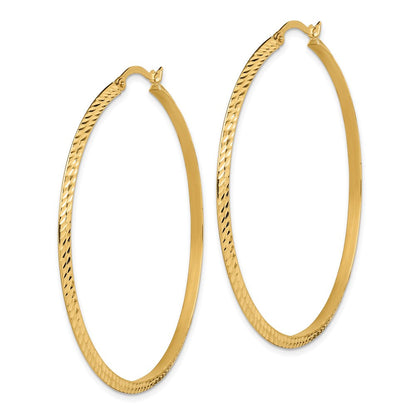 14K Gelbgold Poliert Diamantiert Creolen