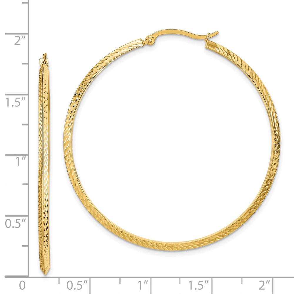 14K Gelbgold Poliert Diamantiert Creolen
