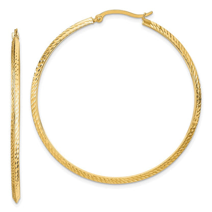 14K Gelbgold Poliert Diamantiert Creolen