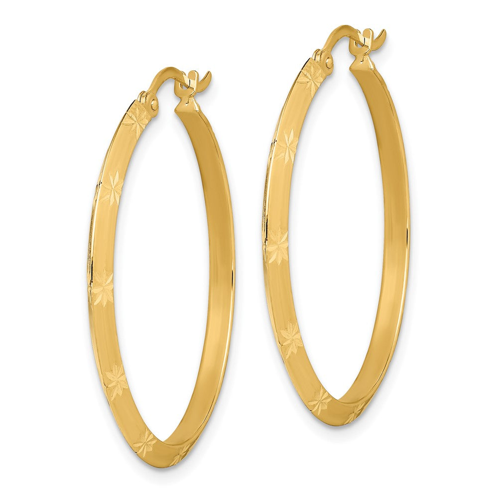 14K Gelbgold Poliert Diamantiert Creolen