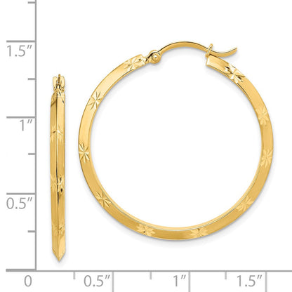 14K Gelbgold Poliert Diamantiert Creolen