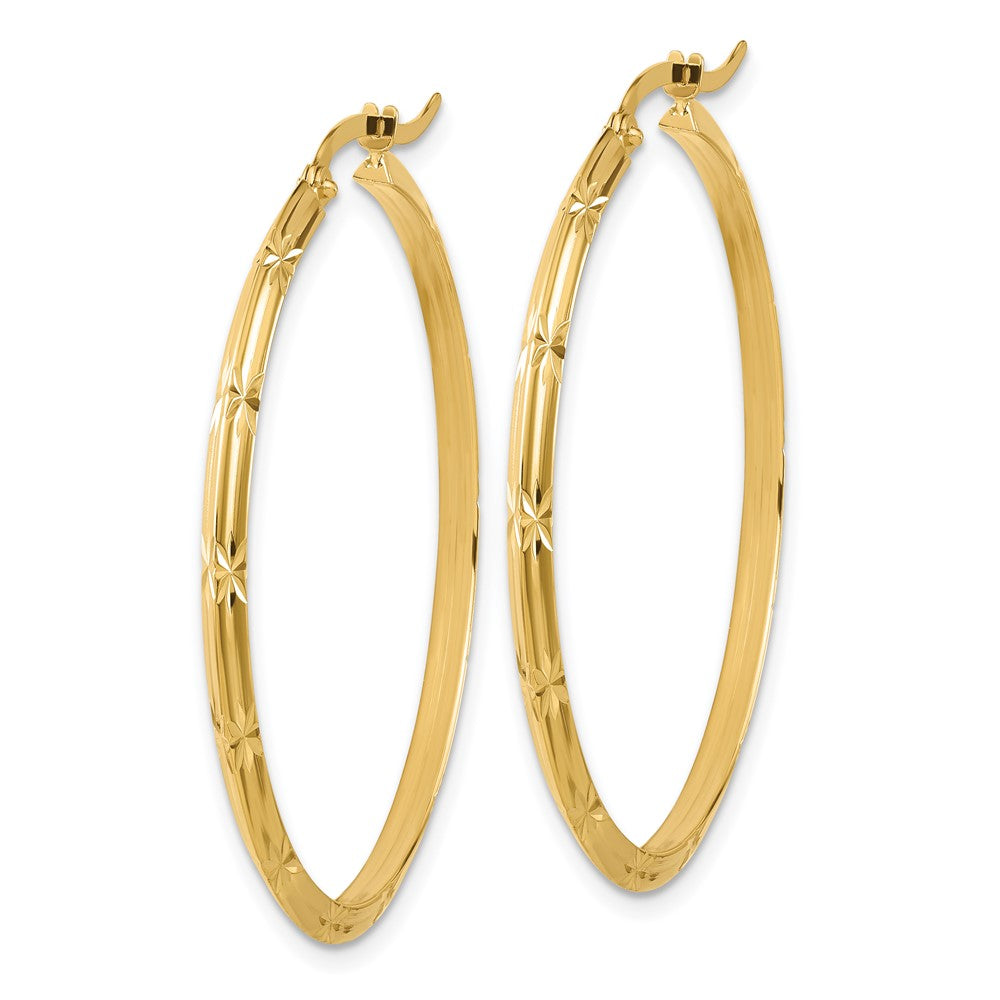 14K Gelbgold Poliert Diamantiert Creolen