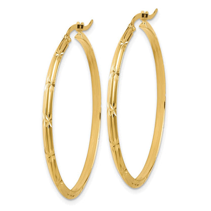 14K Gelbgold Poliert Diamantiert Creolen