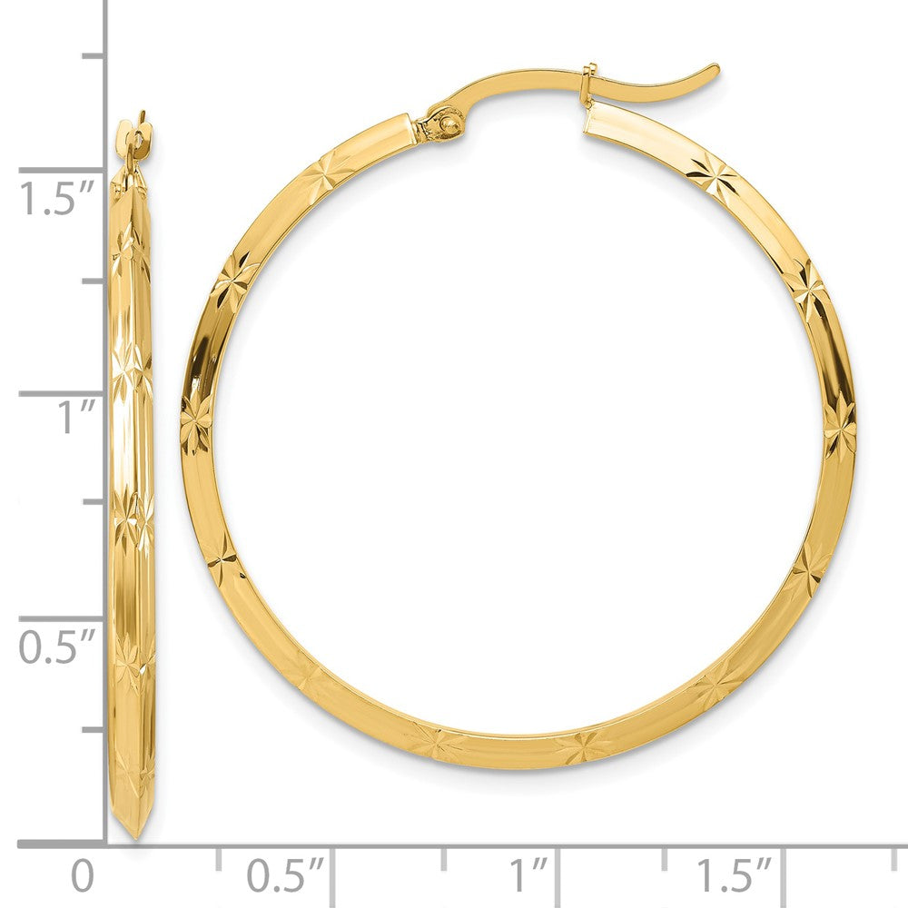 14K Gelbgold Poliert Diamantiert Creolen
