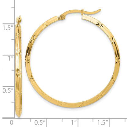 14K Gelbgold Poliert Diamantiert Creolen