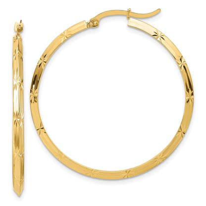 14K Gelbgold Poliert Diamantiert Creolen