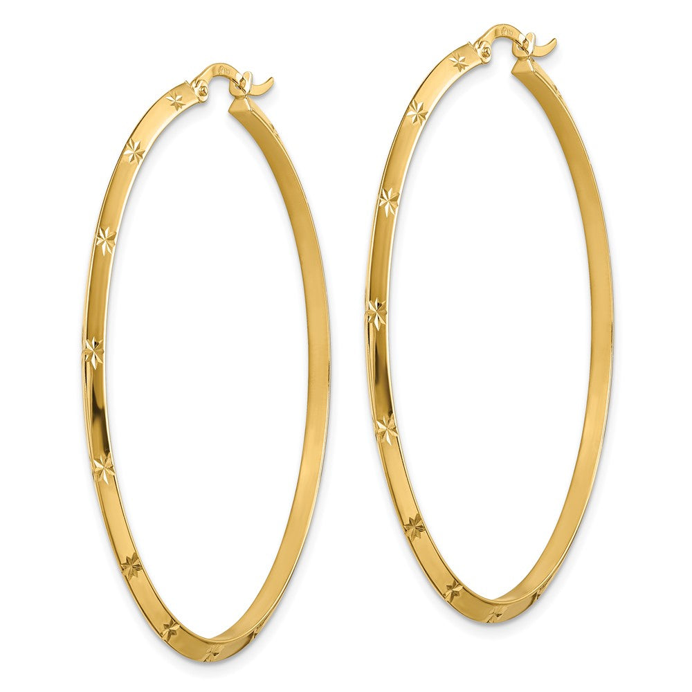 14K Gelbgold Poliert Diamantiert Creolen