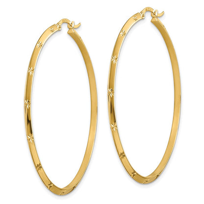 14K Gelbgold Poliert Diamantiert Creolen
