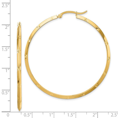 14K Gelbgold Poliert Diamantiert Creolen