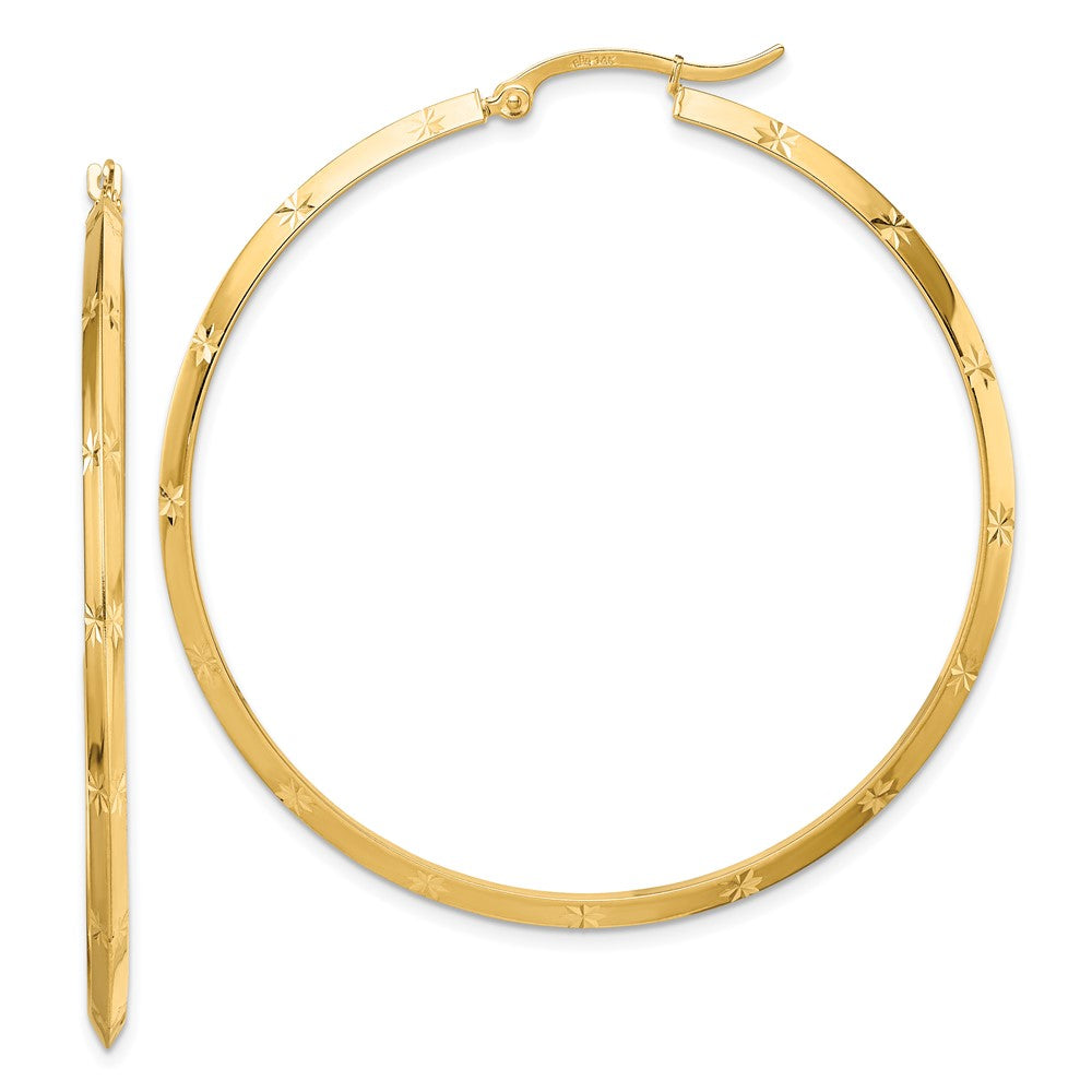 14K Gelbgold Poliert Diamantiert Creolen