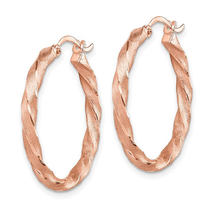 14K Roségold Gedreht Satiniert Diamantiert Creolen