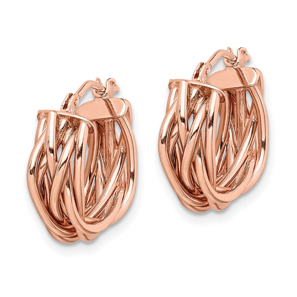 14K Roségold Poliert Geflochten Creolen