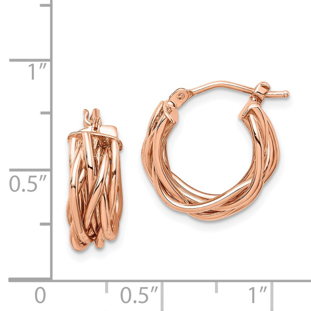 14K Roségold Poliert Geflochten Creolen