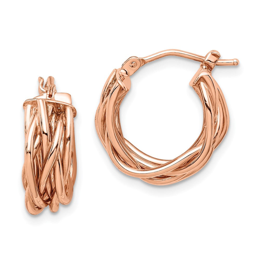 14K Roségold Poliert Geflochten Creolen