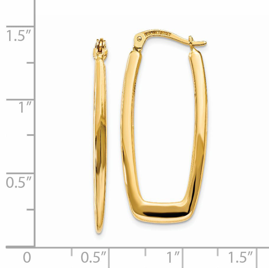 14K Gelbgold Poliert 2.25mm Rechteck Creolen