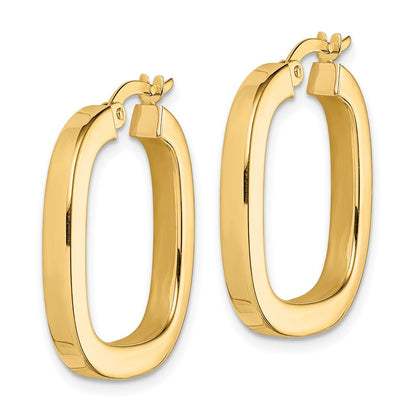 14K Gelbgold Quadratisch Röhre Hohl Creolen