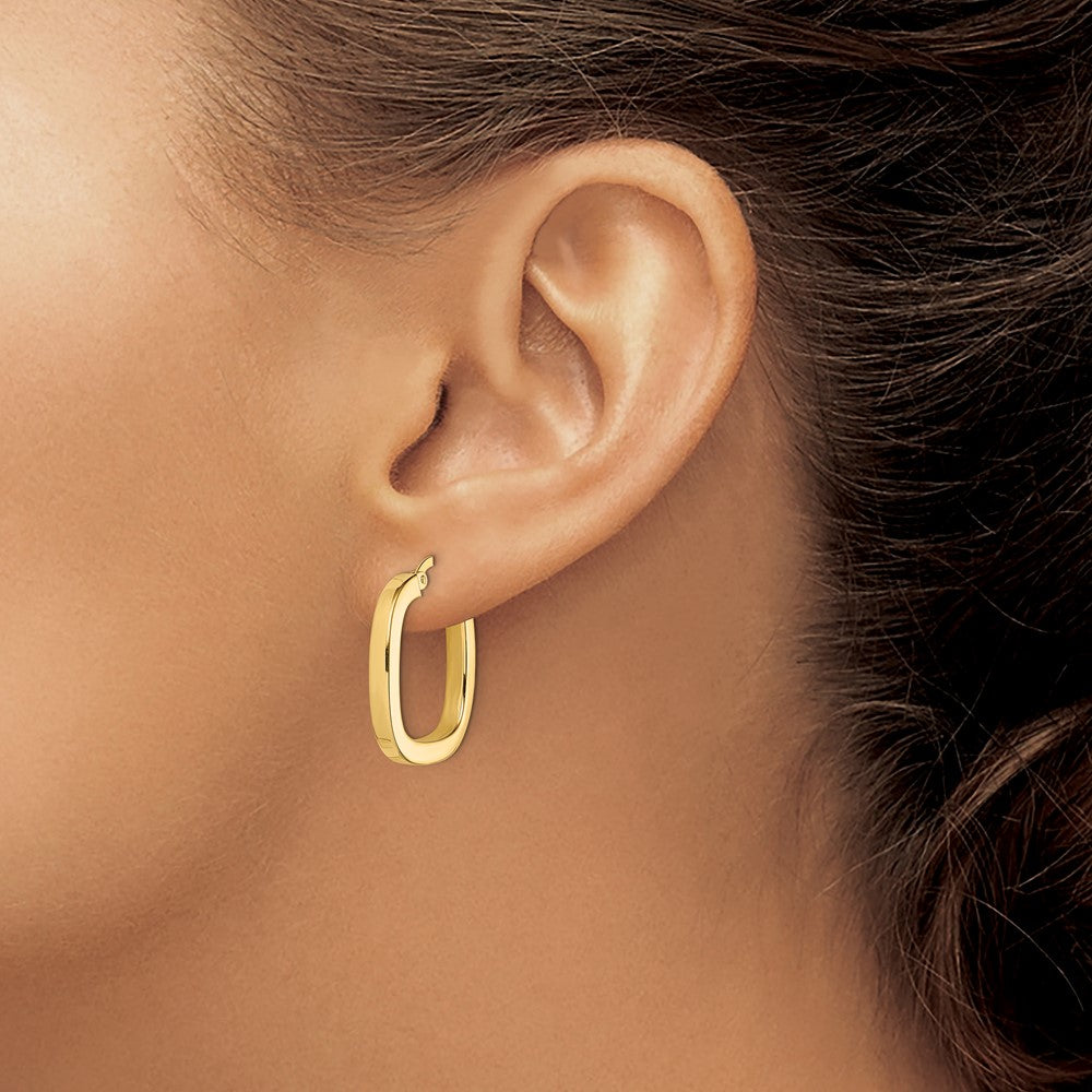 14K Gelbgold Quadratisch Röhre Hohl Creolen