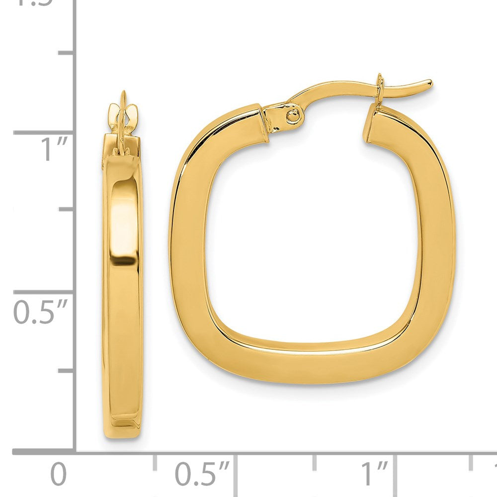 14K Gelbgold Quadratisch Röhre Hohl Creolen