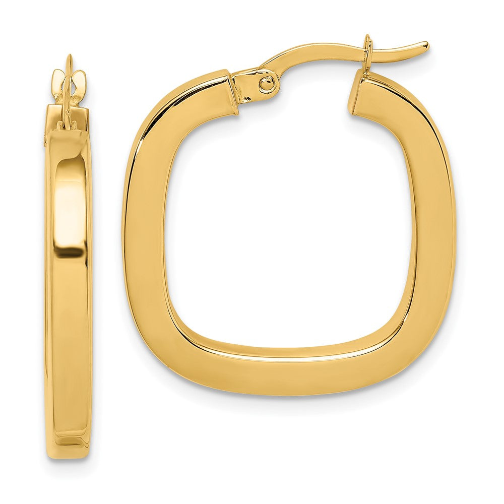 14K Gelbgold Quadratisch Röhre Hohl Creolen