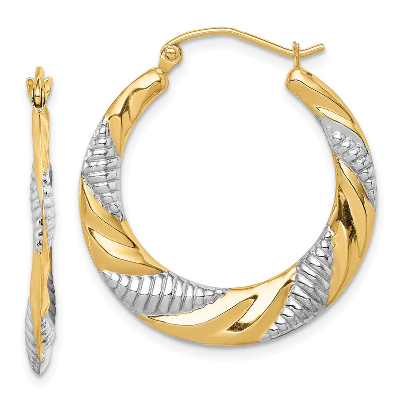 14K Gelb & Rhodium Strukturiert Geprägt Creolen