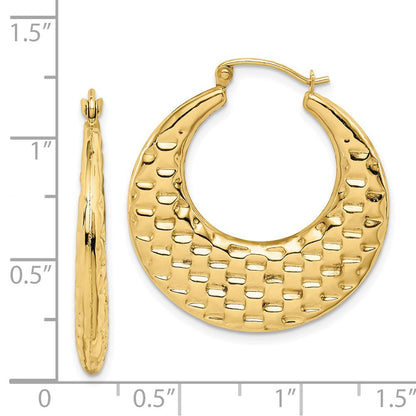 14K Gelbgold Poliert Strukturiert Creolen