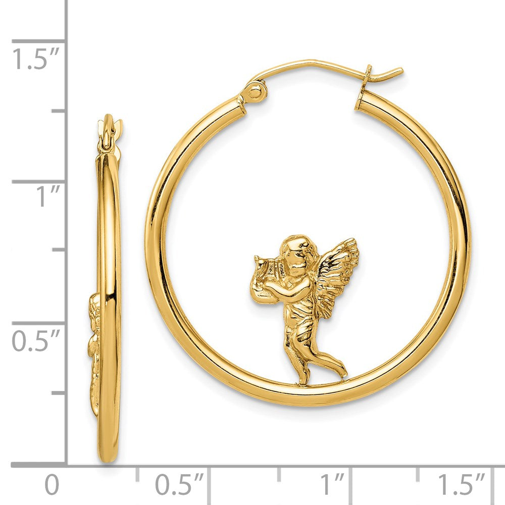 14K Gelbgold mit Engel Creolen