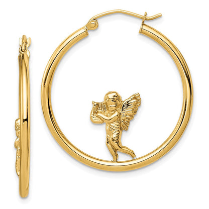 14K Gelbgold mit Engel Creolen