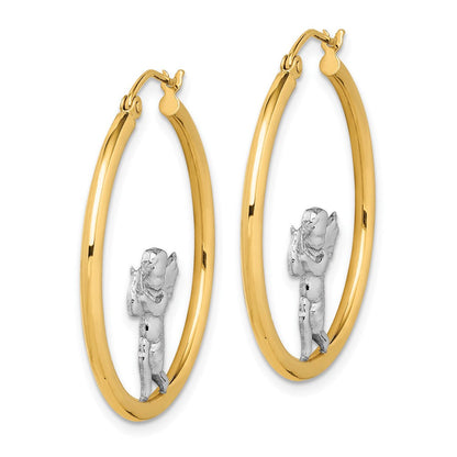 14K Gelb & Rhodium mit Engel Creolen