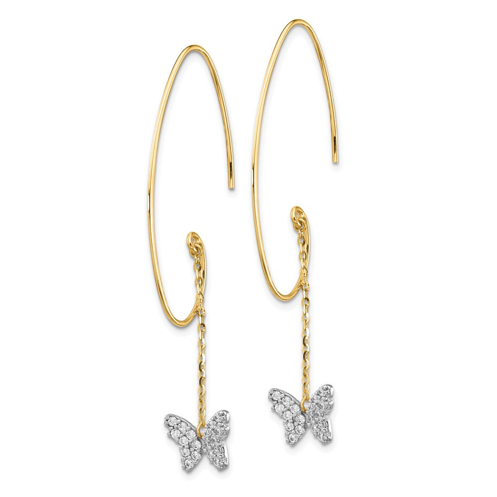 14K Bicolor Zirkonia Schmetterling Ohrhänger