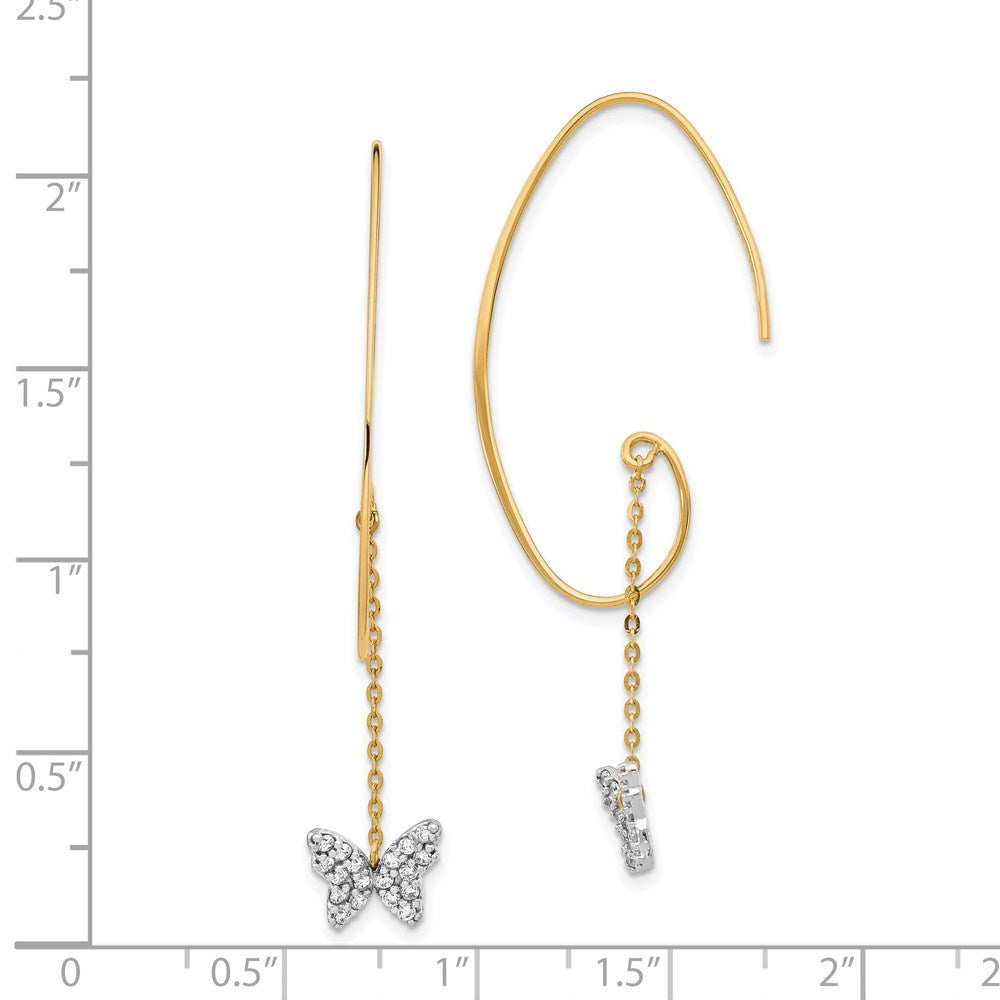 14K Bicolor Zirkonia Schmetterling Ohrhänger