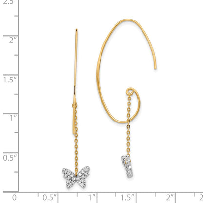 14K Bicolor Zirkonia Schmetterling Ohrhänger