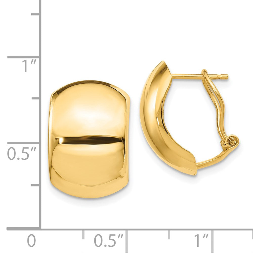 14K Gelbgold Poliert Omega Rückseite Ohrringe