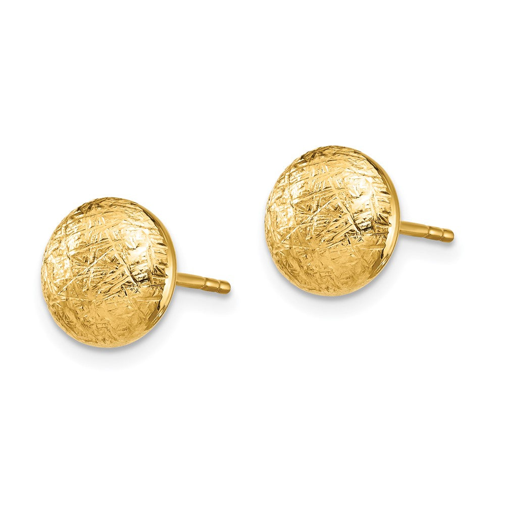 14K Gelbgold Scratch Finish Hohl Ohrstecker