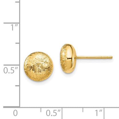 14K Gelbgold Scratch Finish Hohl Ohrstecker